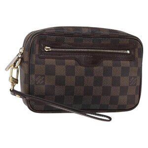 LOUIS VUITTON Damier Ebene Pochette Billets Macau Clutch Bag